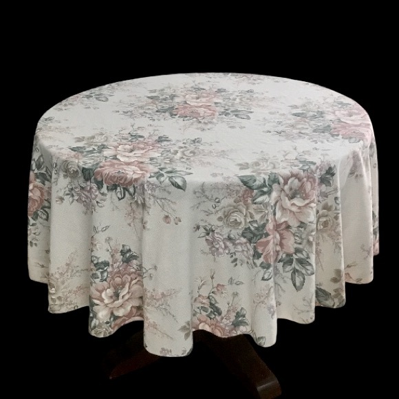 Vintage JC Penney USA Table Cloth Round Floral 6’ Or 72” Cottage Beautiful - Picture 1 of 8